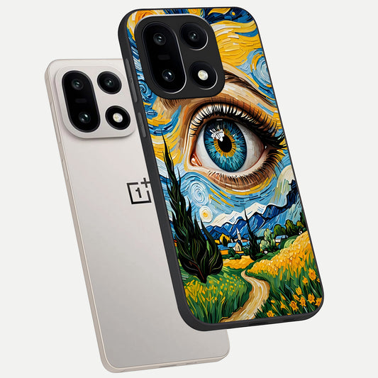  Van Gogh Eye phone case For Oneplus 15 showing premium glass back cover with detailed artwork
