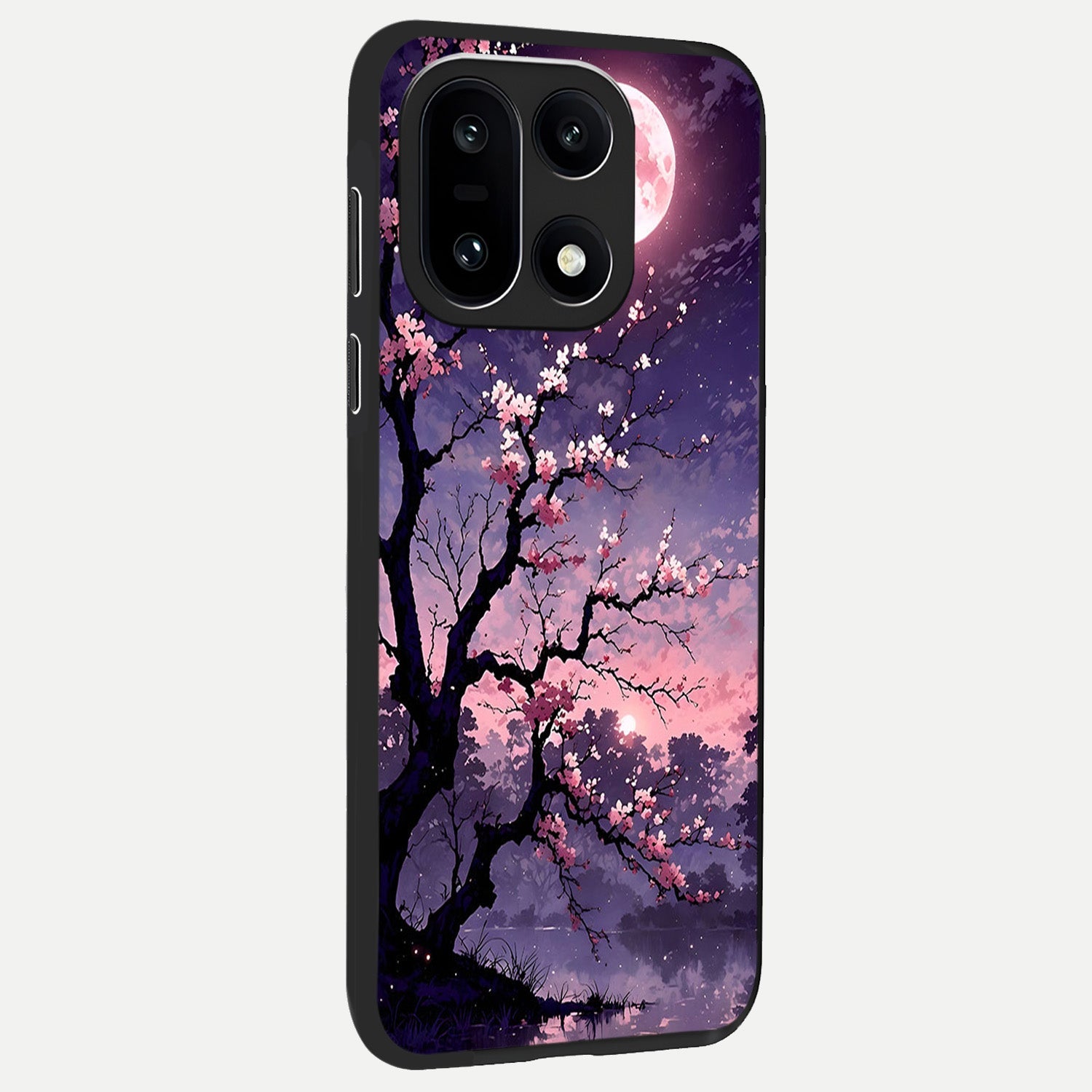  Blossom Pink Moon back cover For Oneplus 15 slim fit glass case with vibrant aesthetic design
