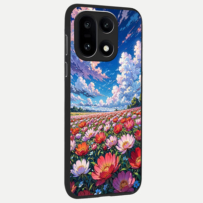  Blossom Sky Field back cover For Oneplus 15 slim fit glass case with vibrant aesthetic design