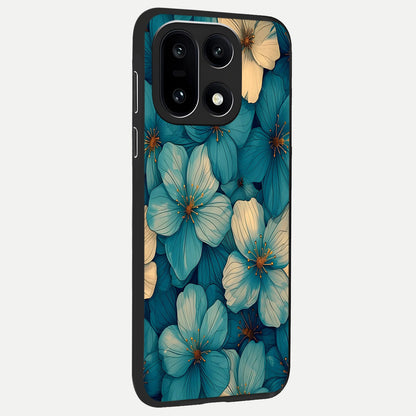  Blue Shade Floral back cover For Oneplus 15 slim fit glass case with vibrant aesthetic design