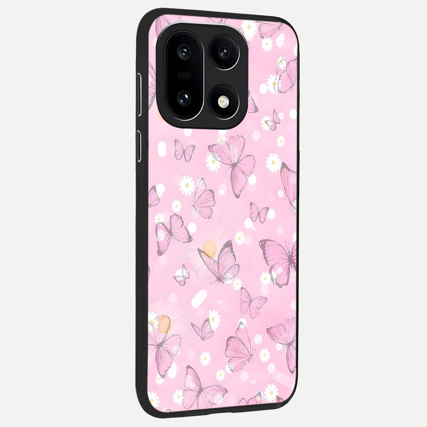  Blush Butterfly Garden back cover For Oneplus 15 slim fit glass case with vibrant aesthetic design