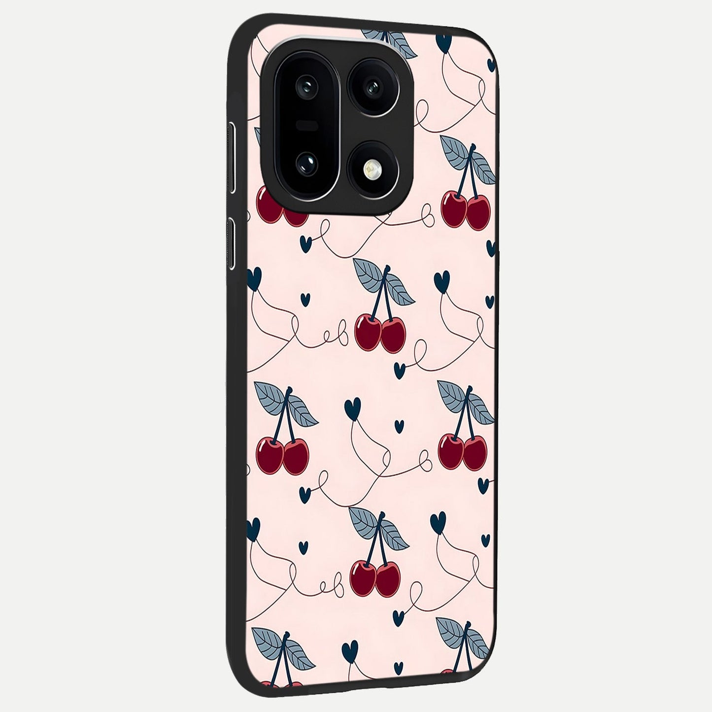  Cherry Heart Line back cover For Oneplus 15 slim fit glass case with vibrant aesthetic design