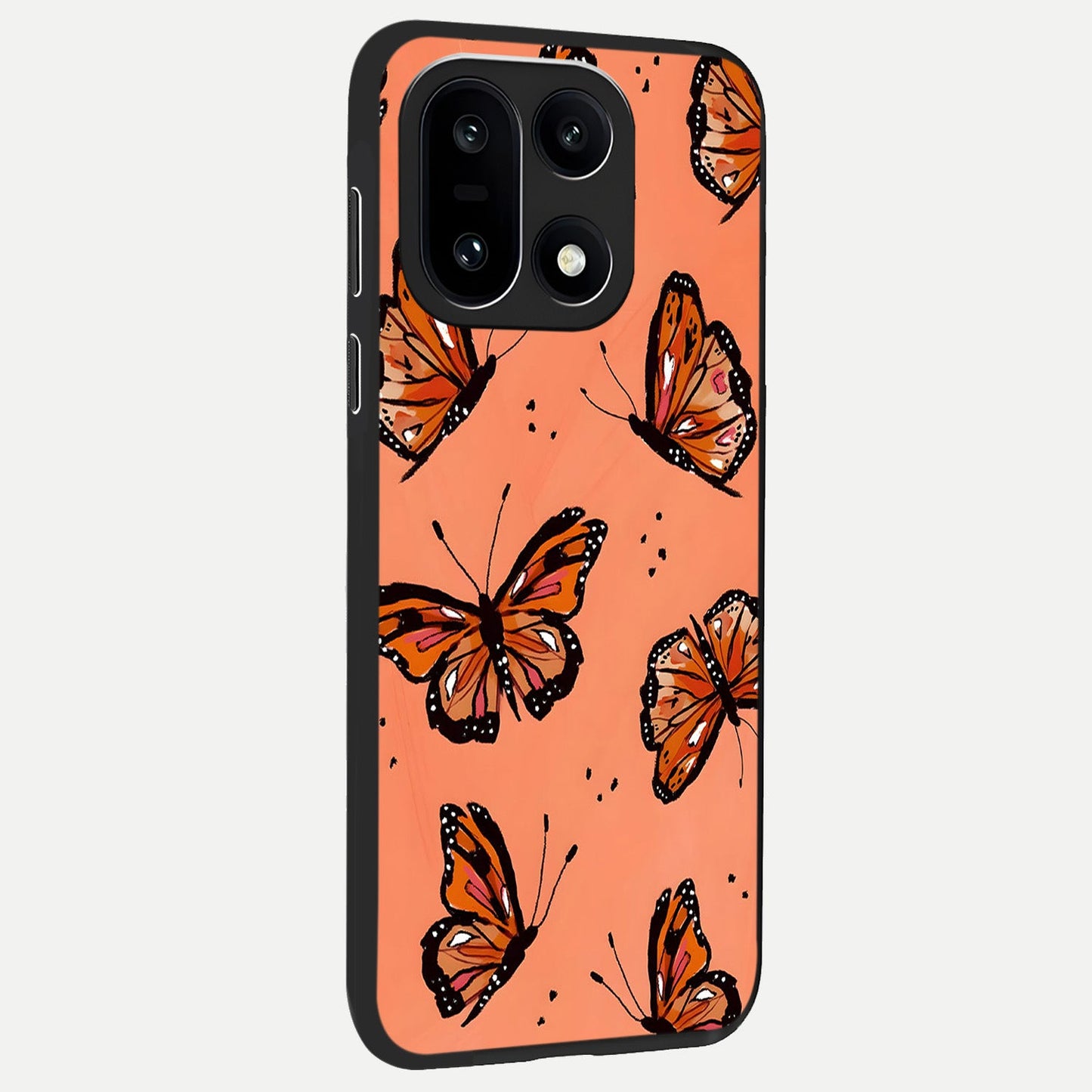  Coral Wing Butterfly back cover For Oneplus 15 slim fit glass case with vibrant aesthetic design
