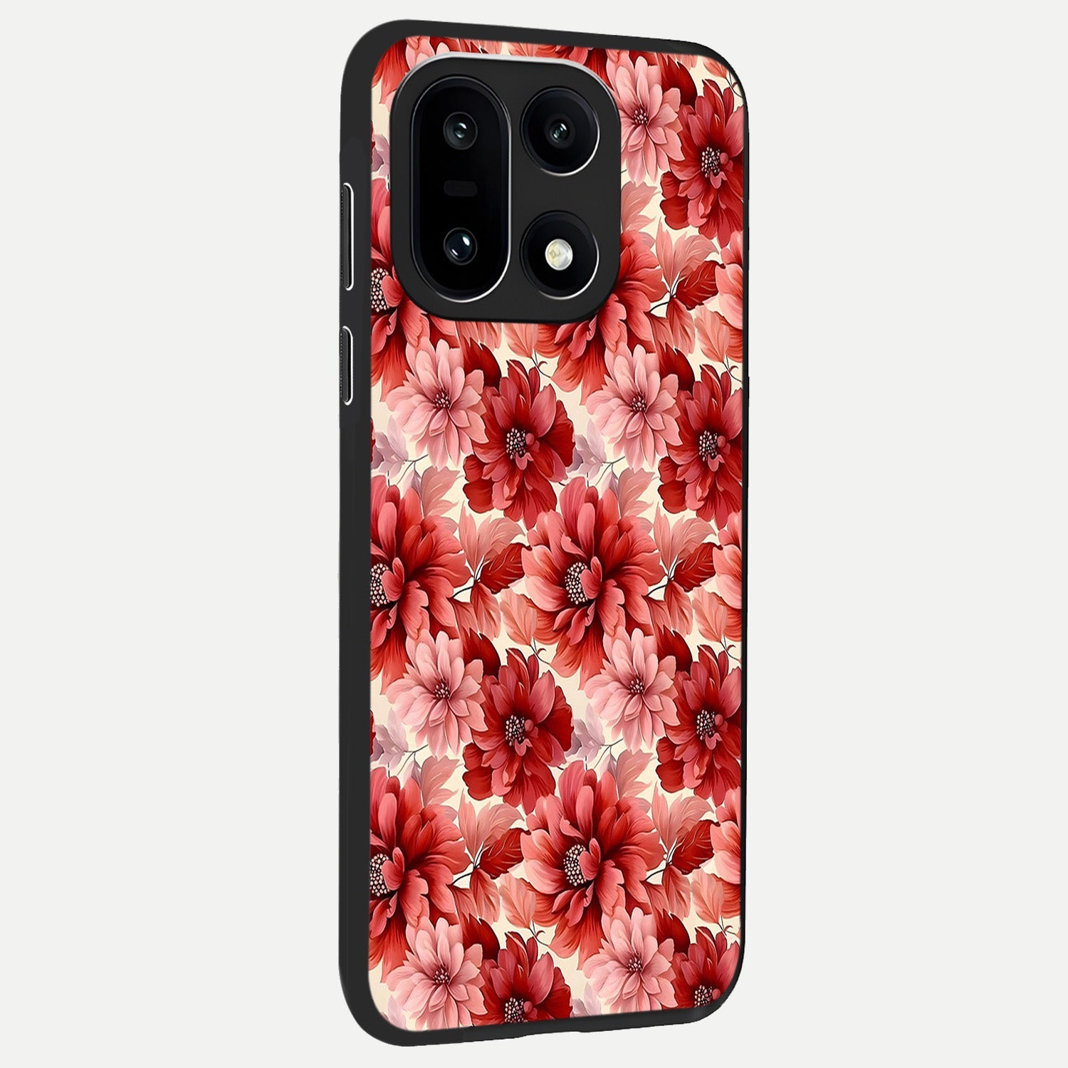  Crimson Love Petals back cover For Oneplus 15 slim fit glass case with vibrant aesthetic design