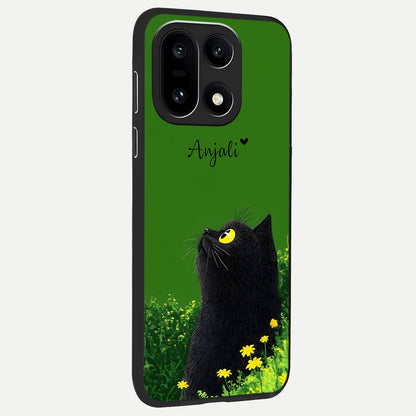  Emerald Cat Custom Name back cover For Oneplus 15 slim fit glass case with vibrant aesthetic design
