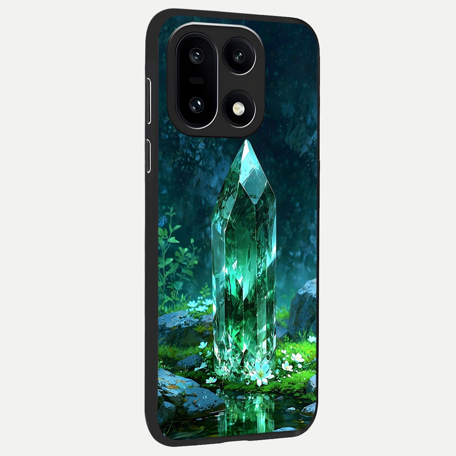  Emerald Light Crystal back cover For Oneplus 15 slim fit glass case with vibrant aesthetic design