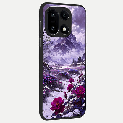  Flower Mountain View back cover For Oneplus 15 slim fit glass case with vibrant aesthetic design