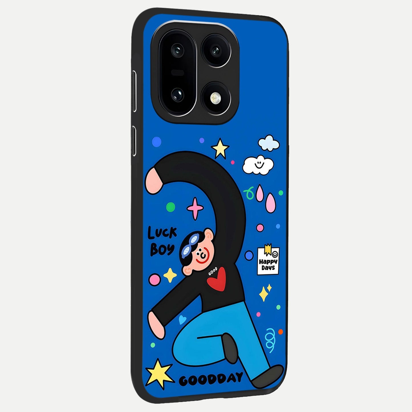  Happy Luck Vibe back cover For Oneplus 15 slim fit glass case with vibrant aesthetic design