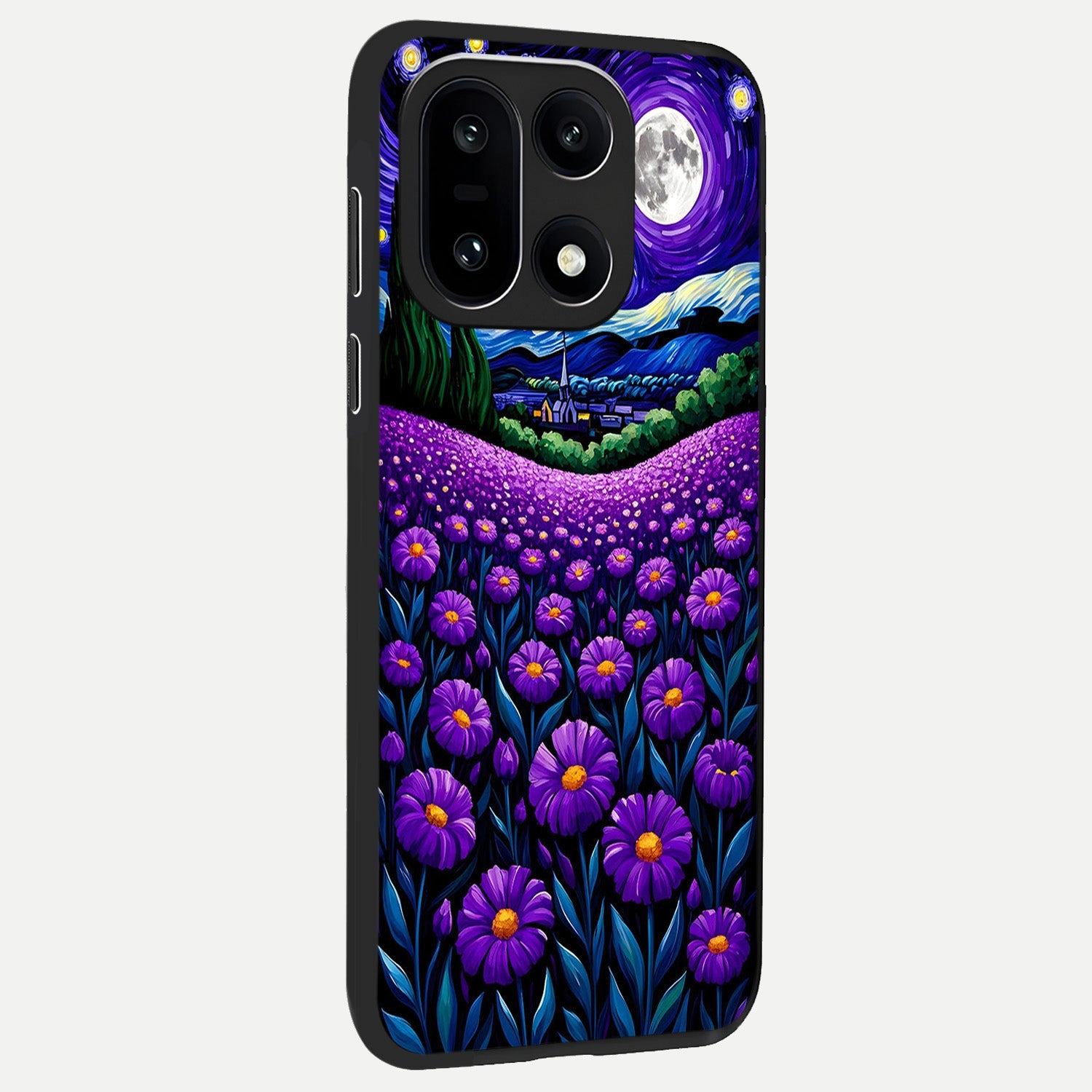  Lavender Moon Field back cover For Oneplus 15 slim fit glass case with vibrant aesthetic design