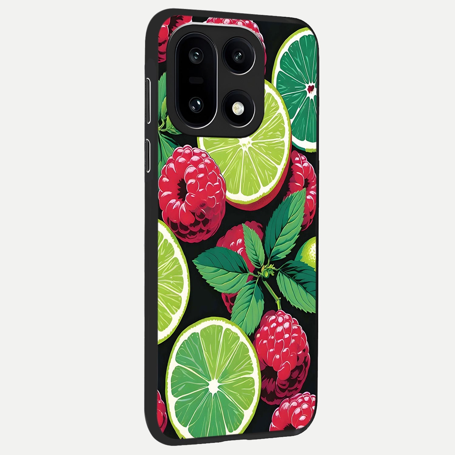  Lime and Raspberry Pattern back cover For Oneplus 15 slim fit glass case with vibrant aesthetic design