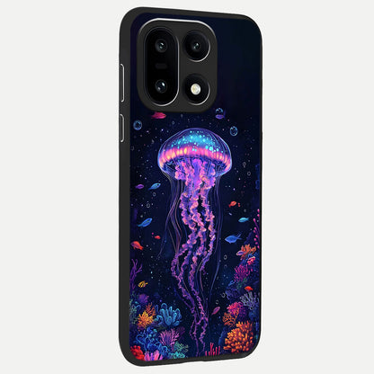  Neon Jellyfish back cover For Oneplus 15 slim fit glass case with vibrant aesthetic design