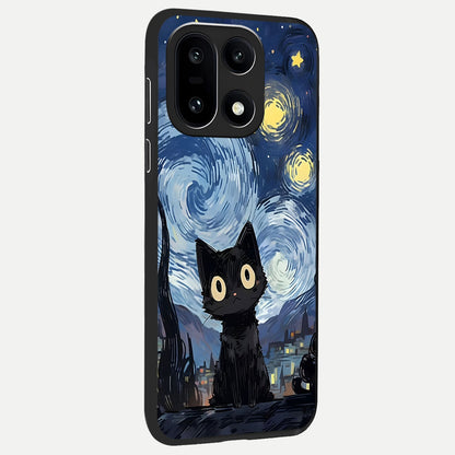  Van Gogh Cat back cover For Oneplus 15 slim fit glass case with vibrant aesthetic design