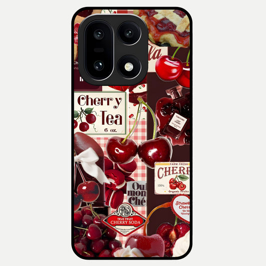  Aesthetic Cherry Tea Glass Case For Oneplus 15 back cover – full design glossy printed glass finish