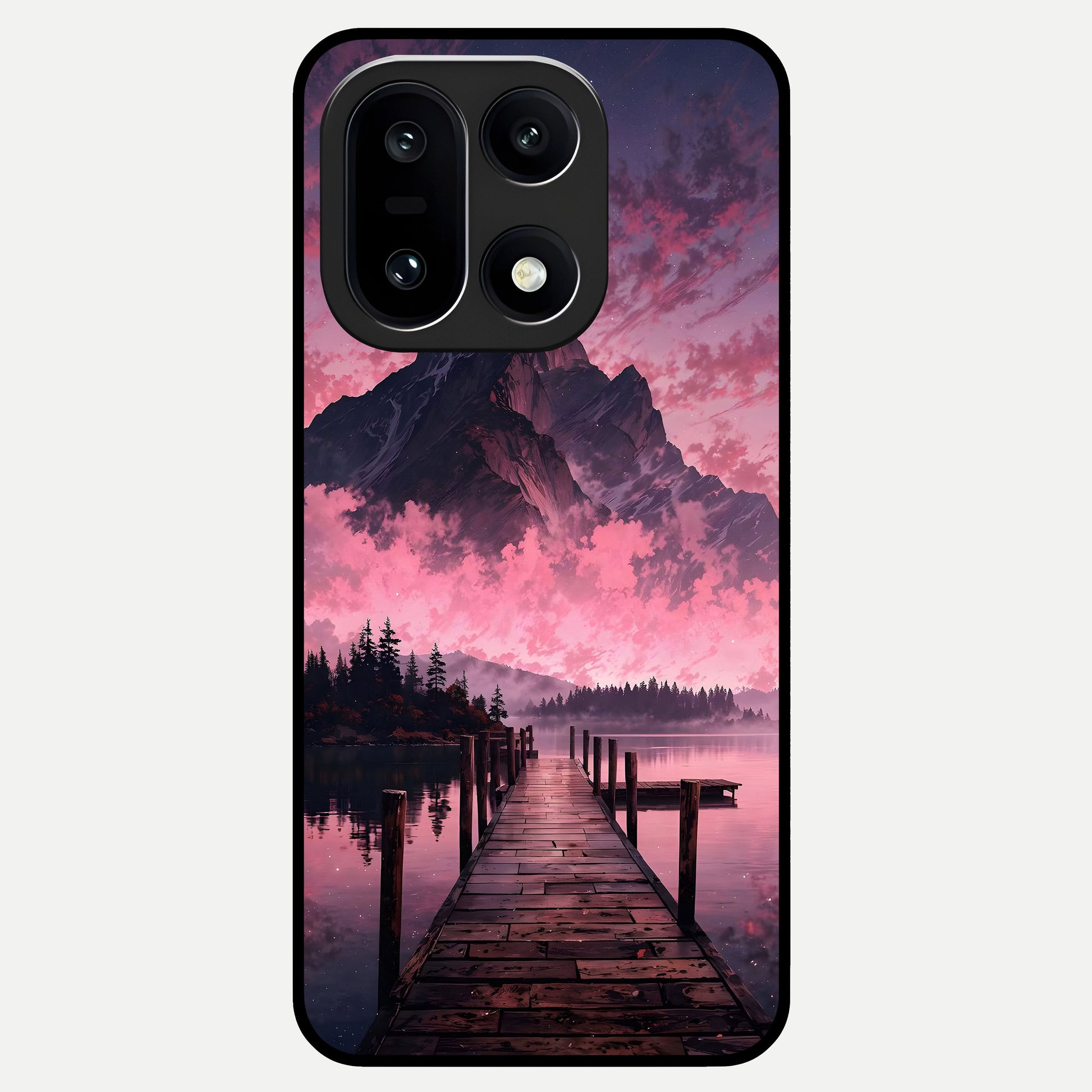  Beautiful Mountain View Glass Case For Oneplus 15 back cover – full design glossy printed glass finish