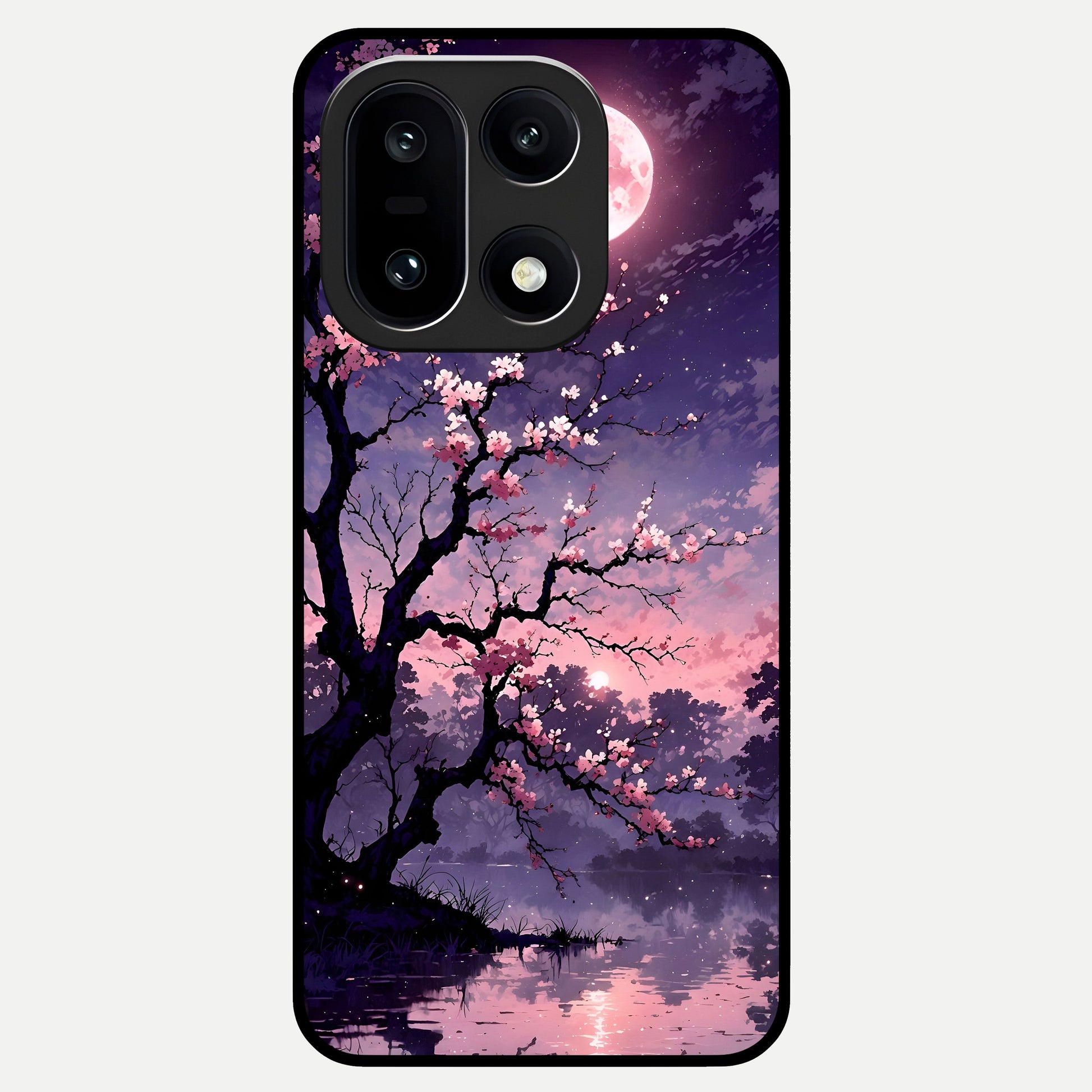  Blossom Pink Moon Glass Case For Oneplus 15 back cover – full design glossy printed glass finish