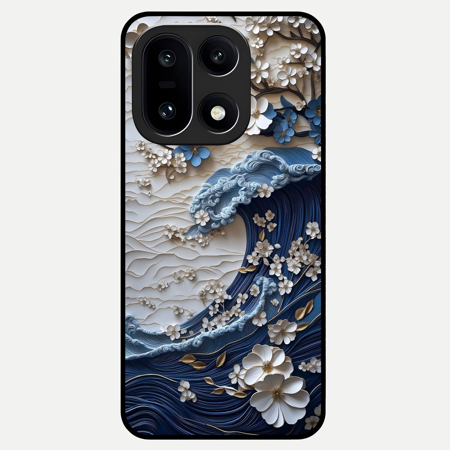  Blossom Wave Art Glass Case For Oneplus 15 back cover – full design glossy printed glass finish
