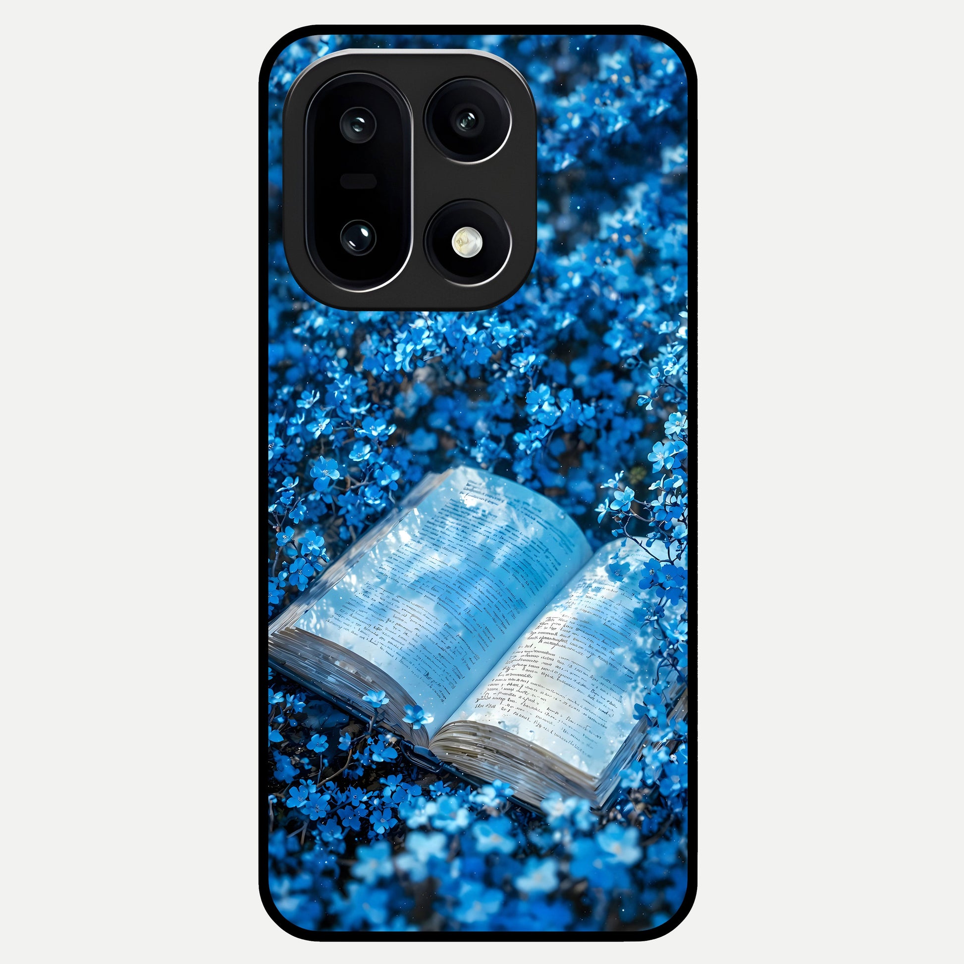  Blue Bloom Tales Glass Case For Oneplus 15 back cover – full design glossy printed glass finish