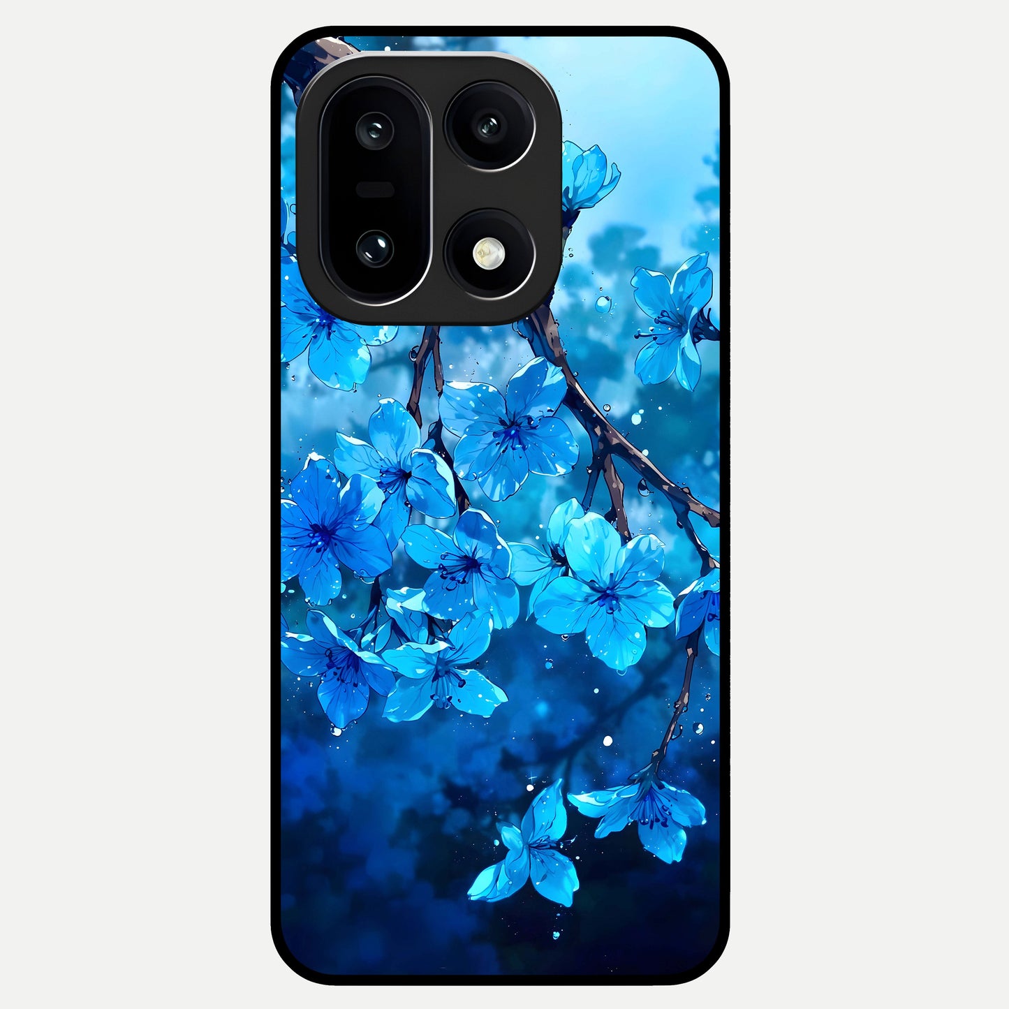  Blue Blossoms Branch Glass Case For Oneplus 15 back cover – full design glossy printed glass finish