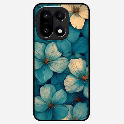  Blue Shade Floral Glass Case For Oneplus 15 back cover – full design glossy printed glass finish