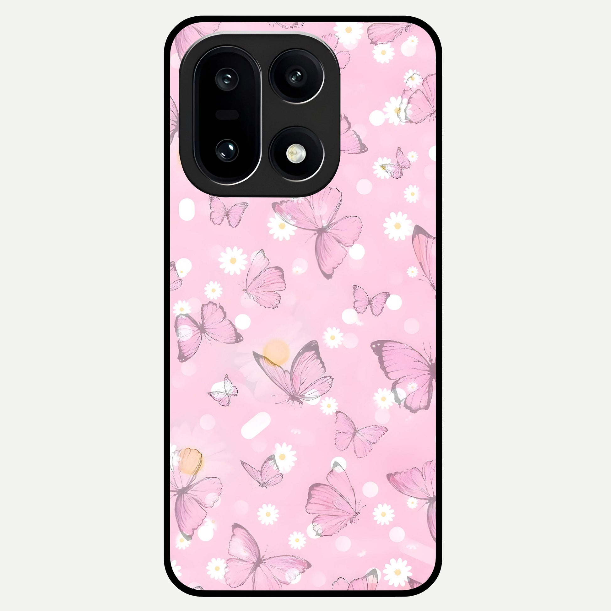 Blush Butterfly Garden Glass Case For Oneplus 15 back cover – full design glossy printed glass finish