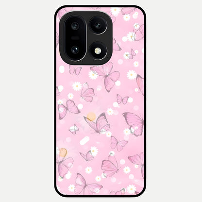  Blush Butterfly Garden Glass Case For Oneplus 15 back cover – full design glossy printed glass finish