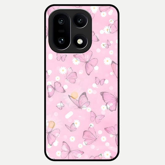  Blush Butterfly Garden Glass Case For Oneplus 15 back cover – full design glossy printed glass finish