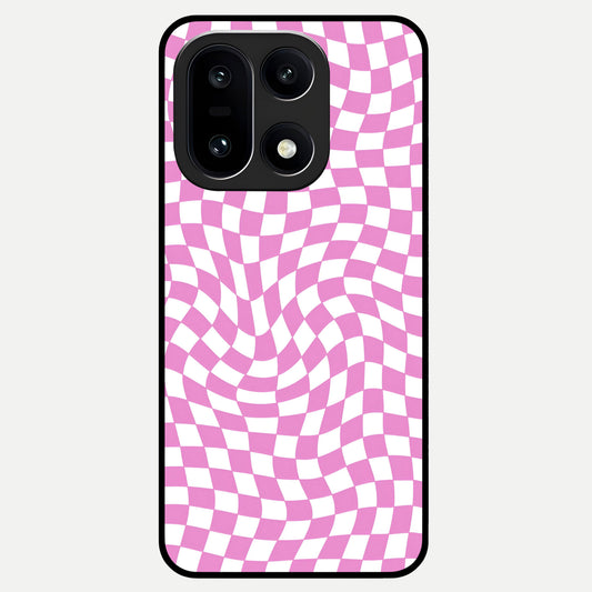  Bubblegum Check Wave Glass Case For Oneplus 15 back cover – full design glossy printed glass finish