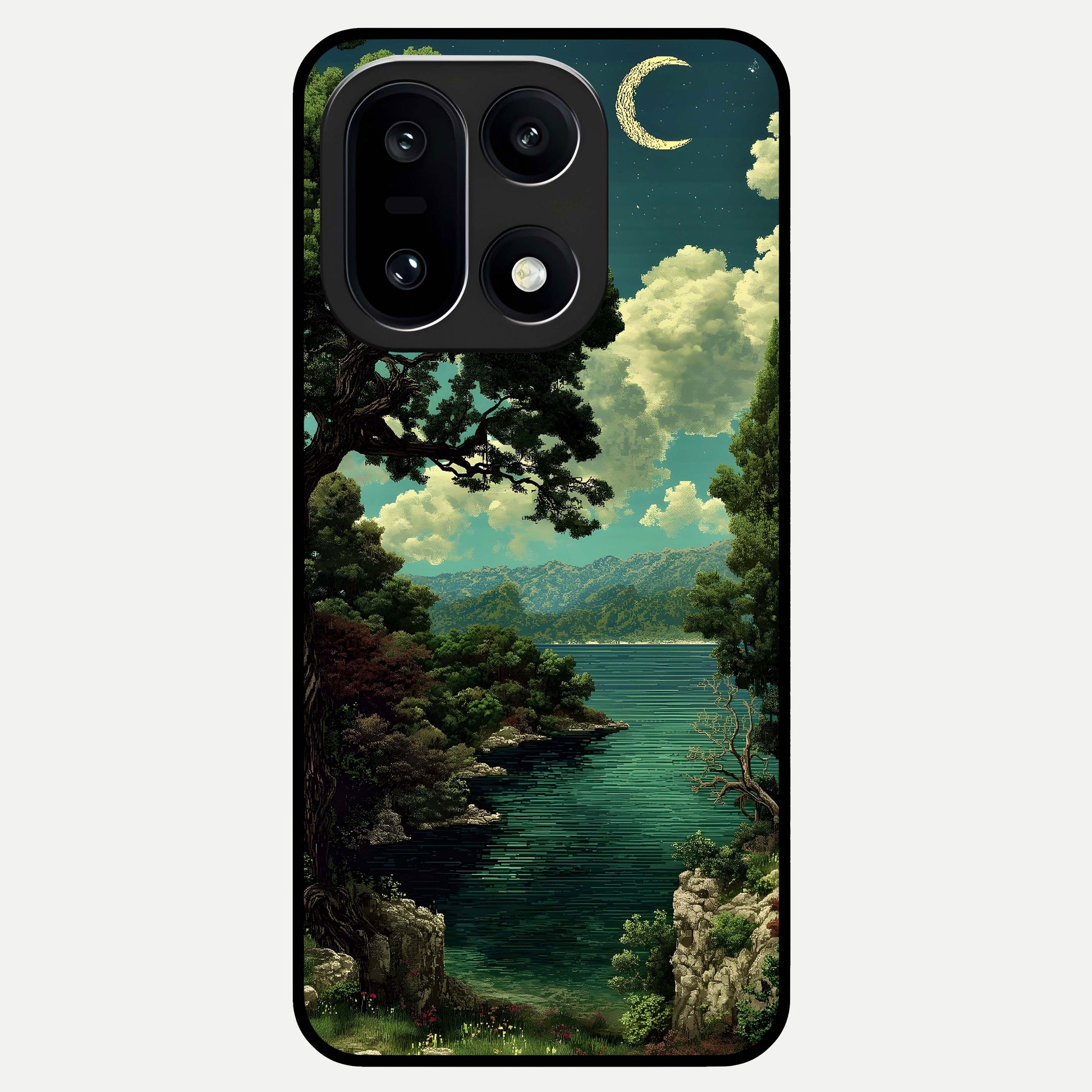  Celestial Lake Peace Glass Case For Oneplus 15 back cover – full design glossy printed glass finish