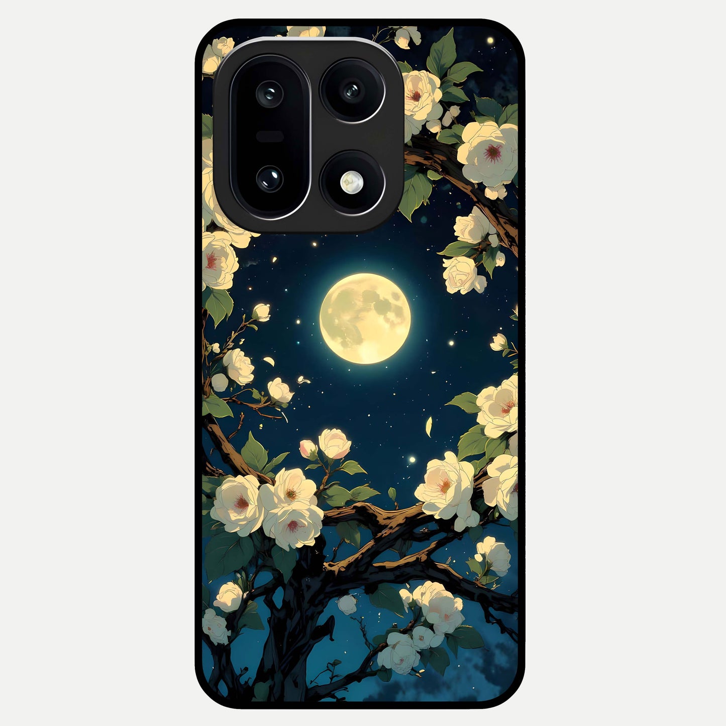  Celestial Moon And Flower Glass Case For Oneplus 15 back cover – full design glossy printed glass finish