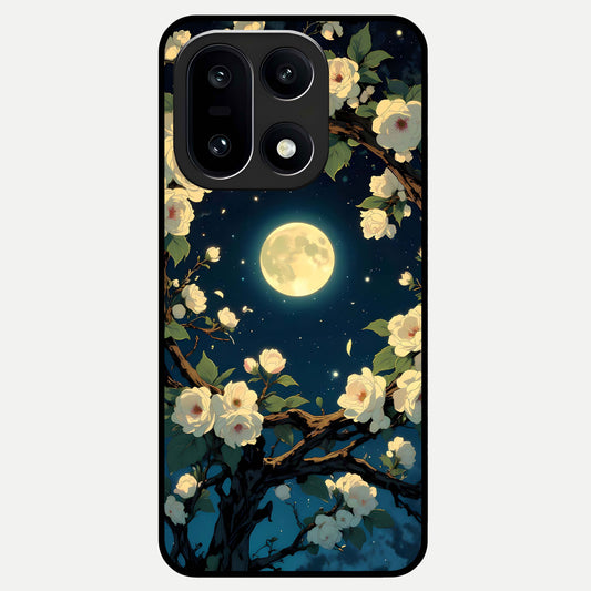  Celestial Moon And Flower Glass Case For Oneplus 15 back cover – full design glossy printed glass finish