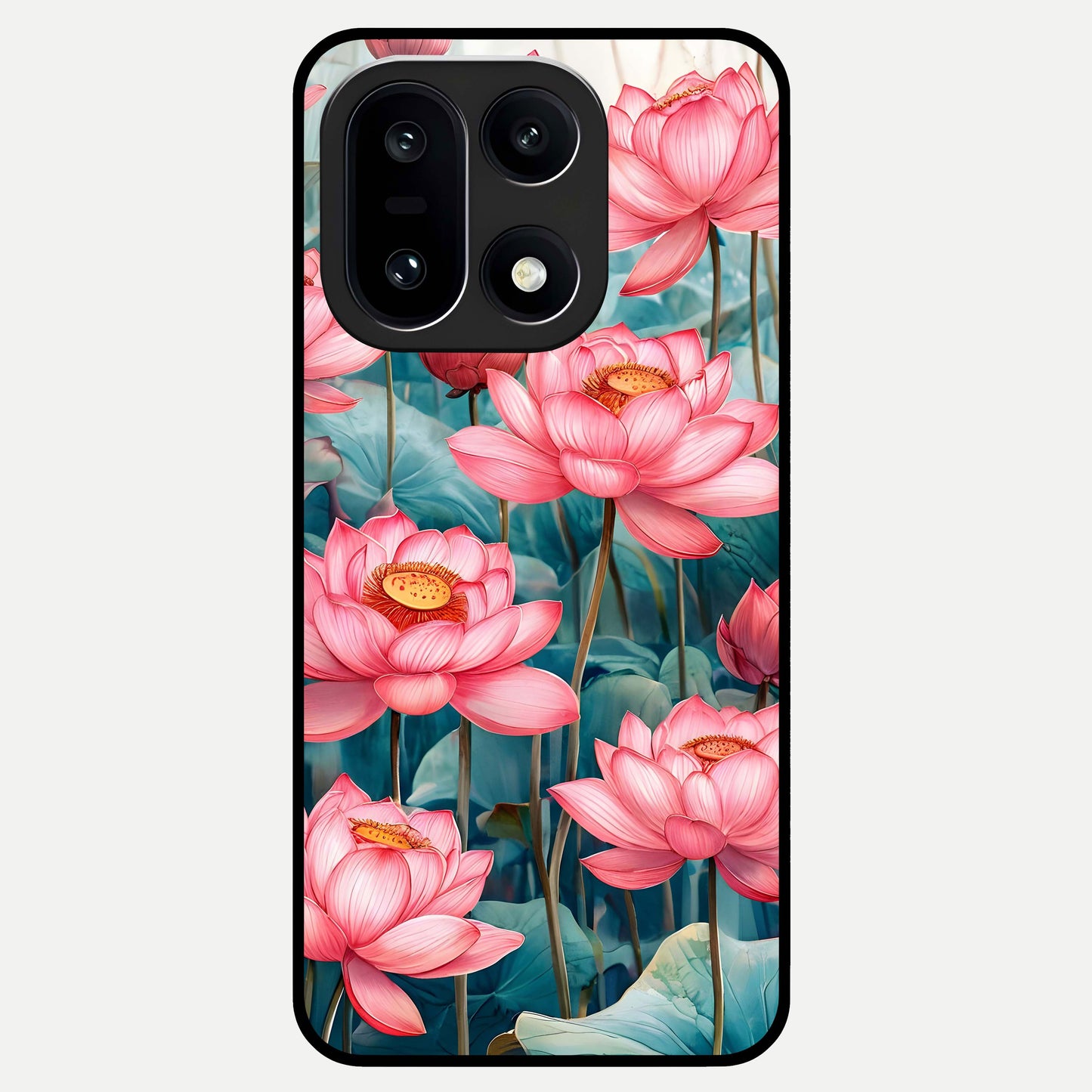  Celestial Pink Lotus Glass Case For Oneplus 15 back cover – full design glossy printed glass finish