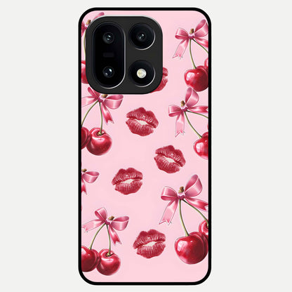  Cherry With Lips Glass Case For Oneplus 15 back cover – full design glossy printed glass finish