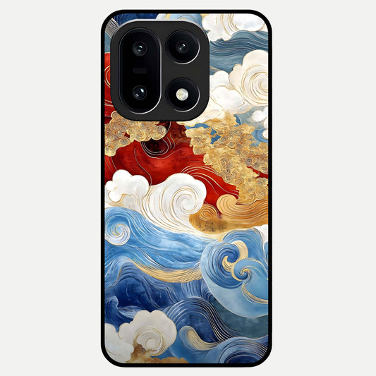  Colored Waves Glass Case For Oneplus 15 back cover – full design glossy printed glass finish