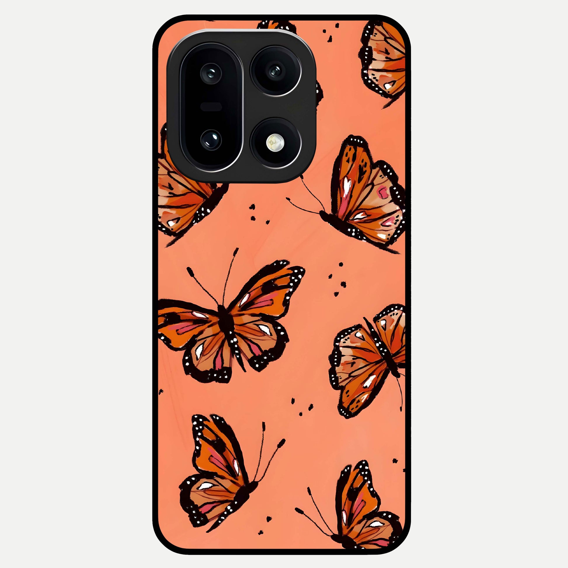  Coral Wing Butterfly Glass Case For Oneplus 15 back cover – full design glossy printed glass finish
