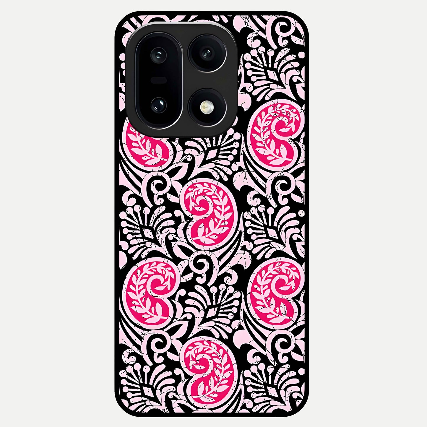  Crimson Paisley Charm Glass Case For Oneplus 15 back cover – full design glossy printed glass finish