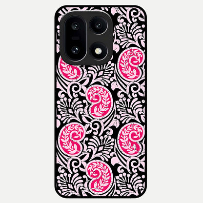  Crimson Paisley Charm Glass Case For Oneplus 15 back cover – full design glossy printed glass finish