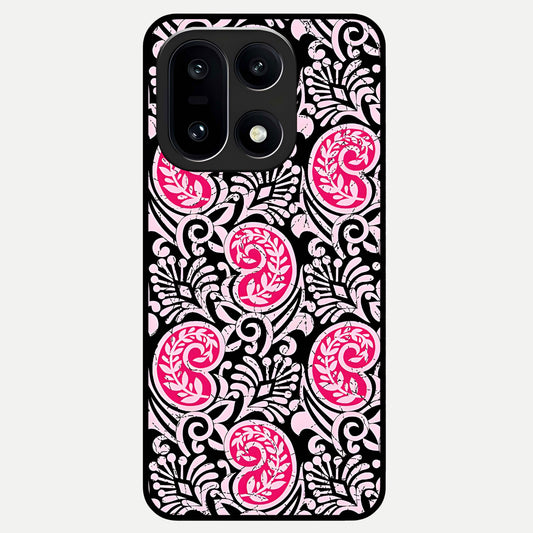  Crimson Paisley Charm Glass Case For Oneplus 15 back cover – full design glossy printed glass finish