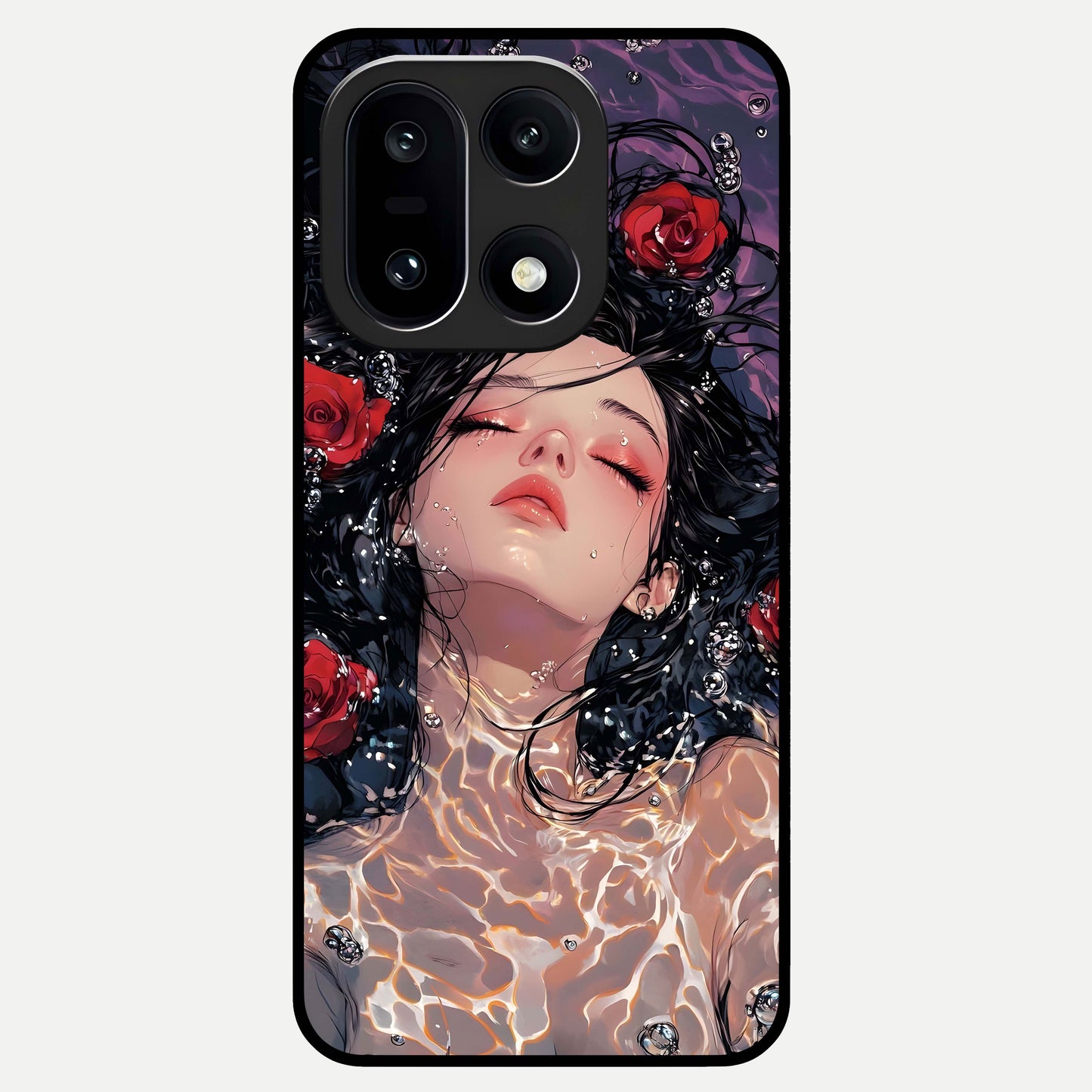  Crimson Rose Serenity Glass Case For Oneplus 15 back cover – full design glossy printed glass finish