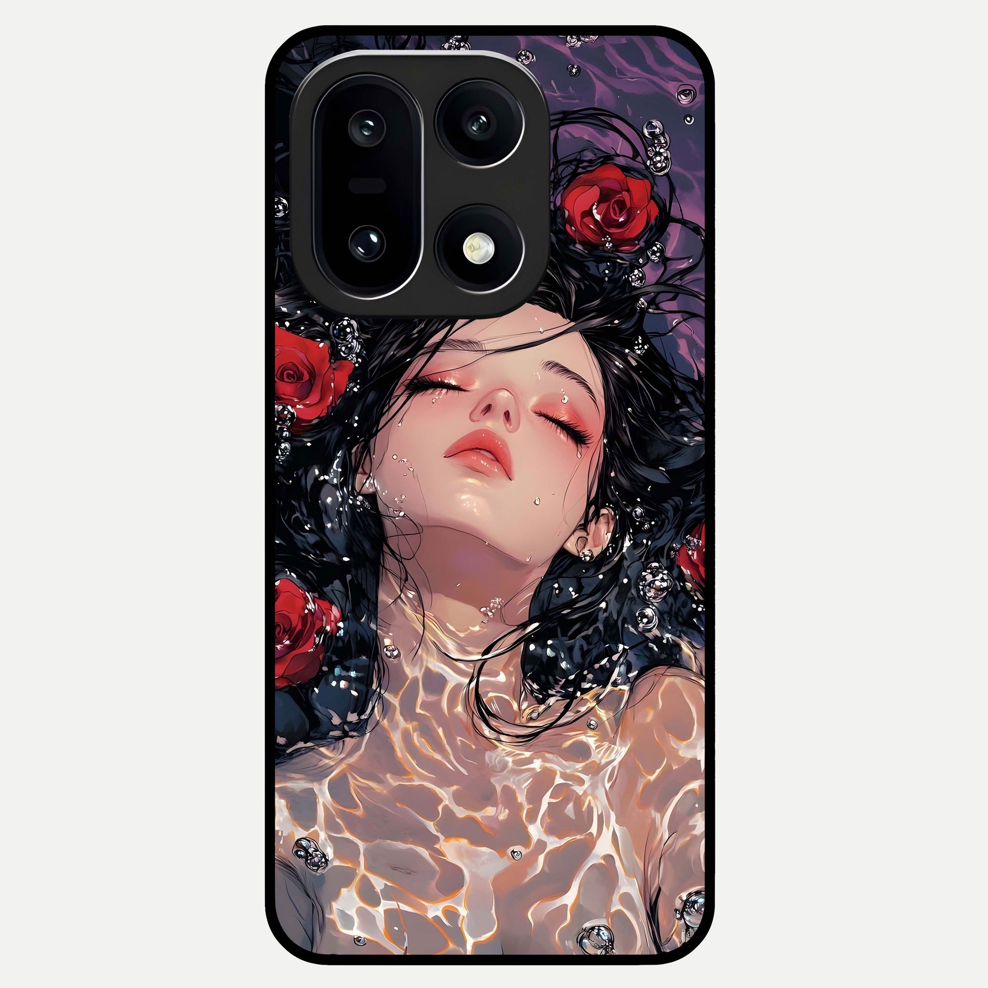  Crimson Rose Serenity Glass Case For Oneplus 15 back cover – full design glossy printed glass finish