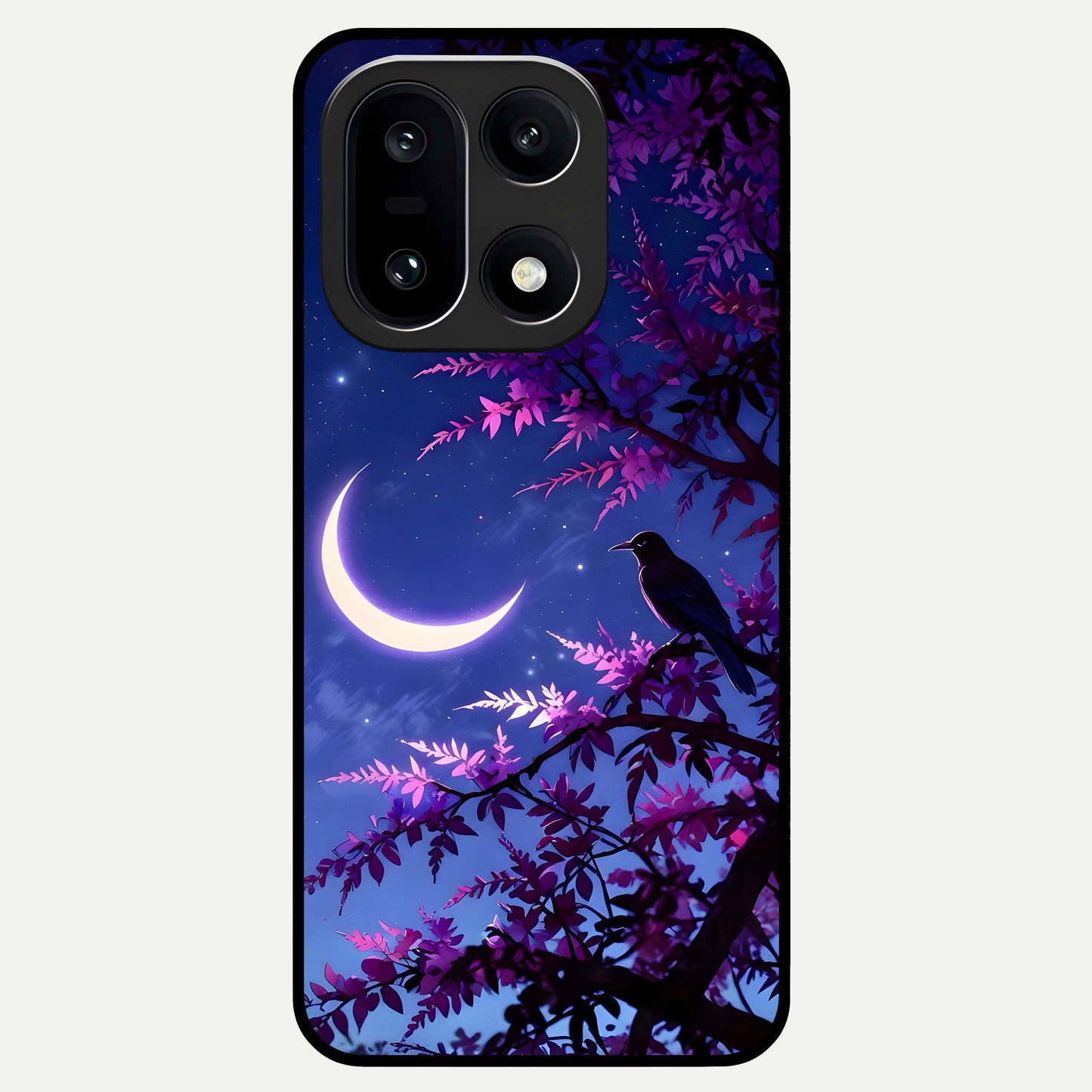  Crow And Moon Scenery Glass Case For Oneplus 15 back cover – full design glossy printed glass finish