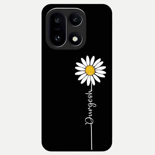  Custom Name White Flower Glass Case For Oneplus 15 back cover – full design glossy printed glass finish