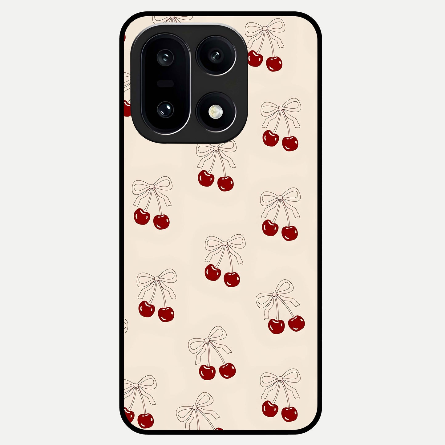  Cute Cherry Pattern Glass Case For Oneplus 15 back cover – full design glossy printed glass finish
