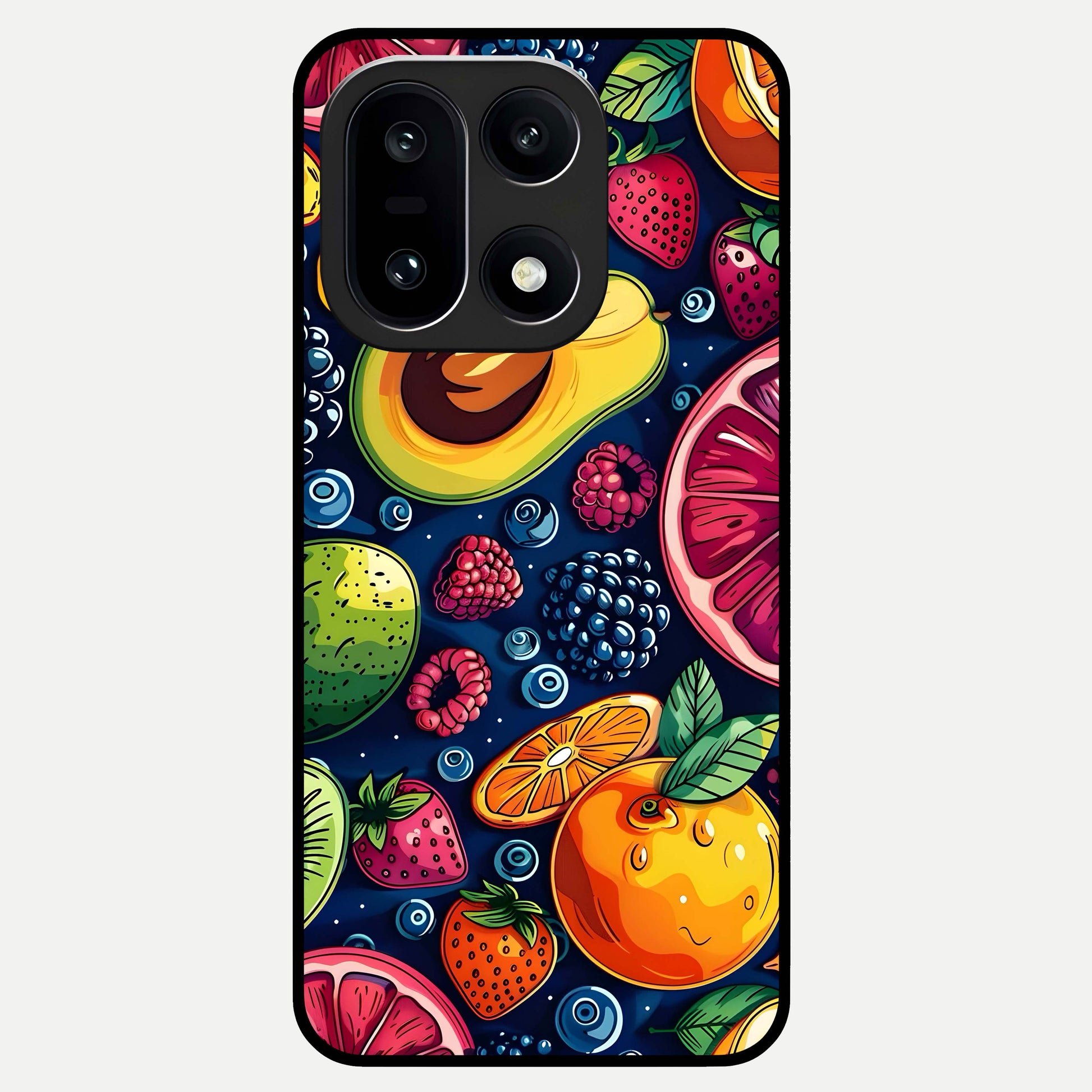  Cute Fruits Art Glass Case For Oneplus 15 back cover – full design glossy printed glass finish