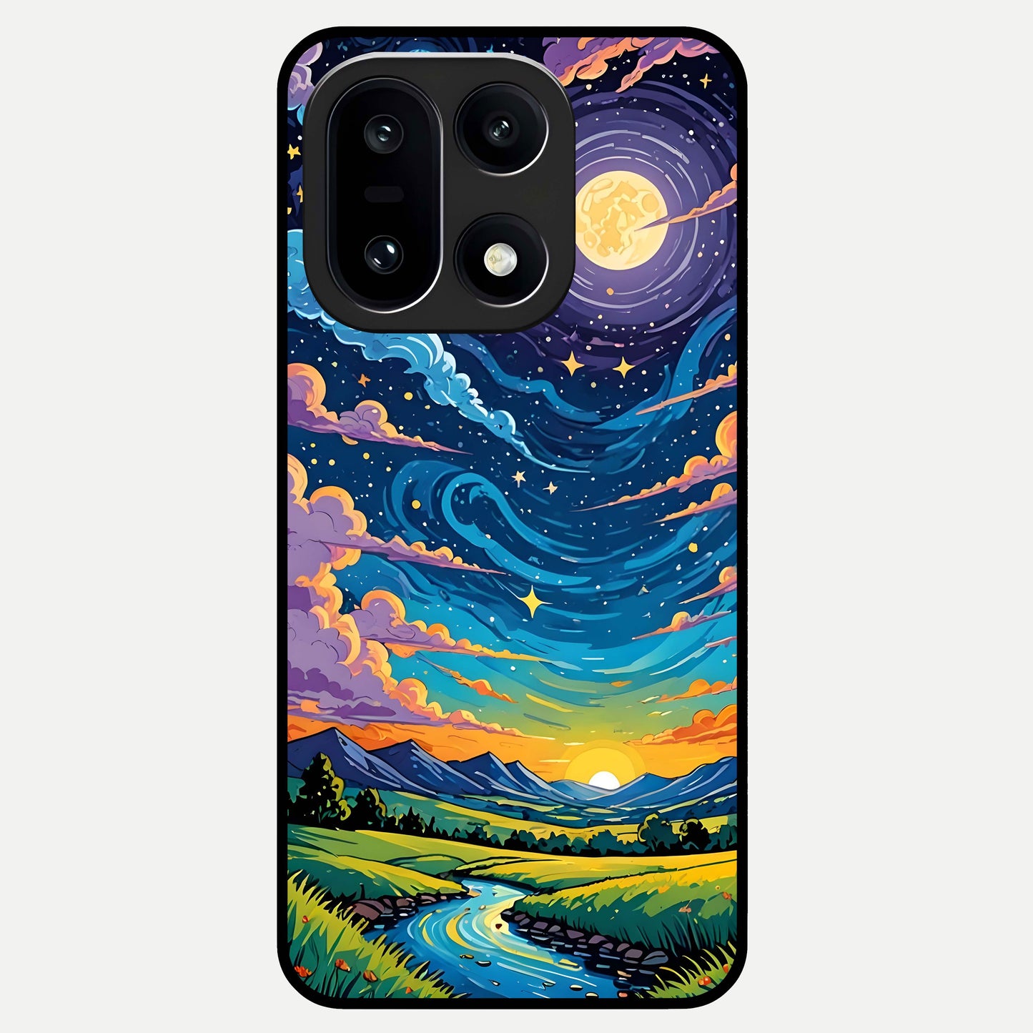  Dreamy Night Landscape Glass Case For Oneplus 15 back cover – full design glossy printed glass finish