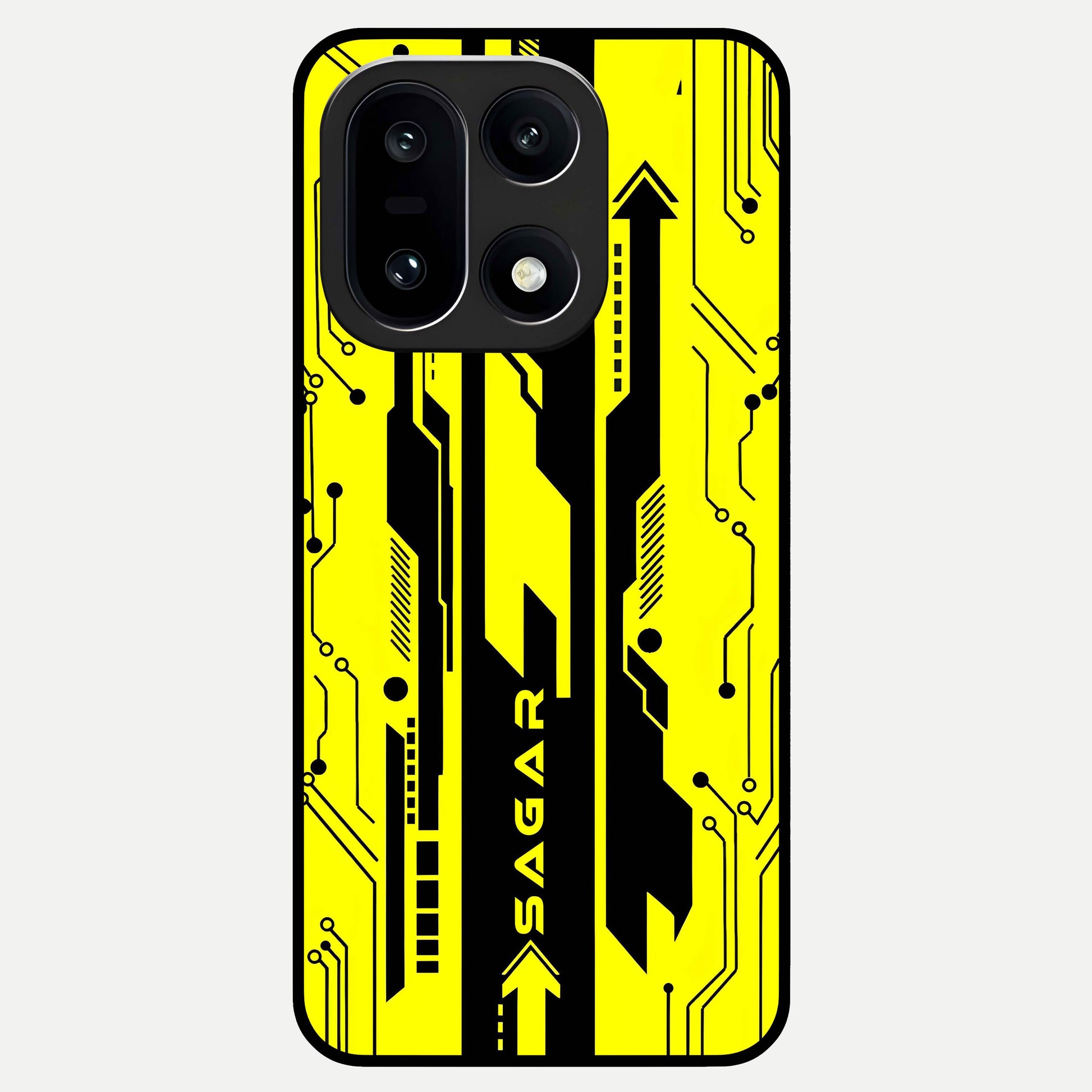  Electric Pulse CYBERPUNK Custom Name Glass Case For Oneplus 15 back cover – full design glossy printed glass finish