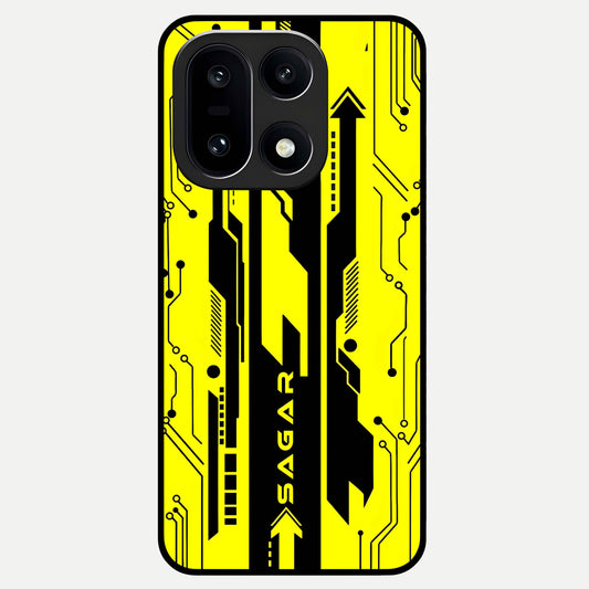  Electric Pulse CYBERPUNK Custom Name Glass Case For Oneplus 15 back cover – full design glossy printed glass finish