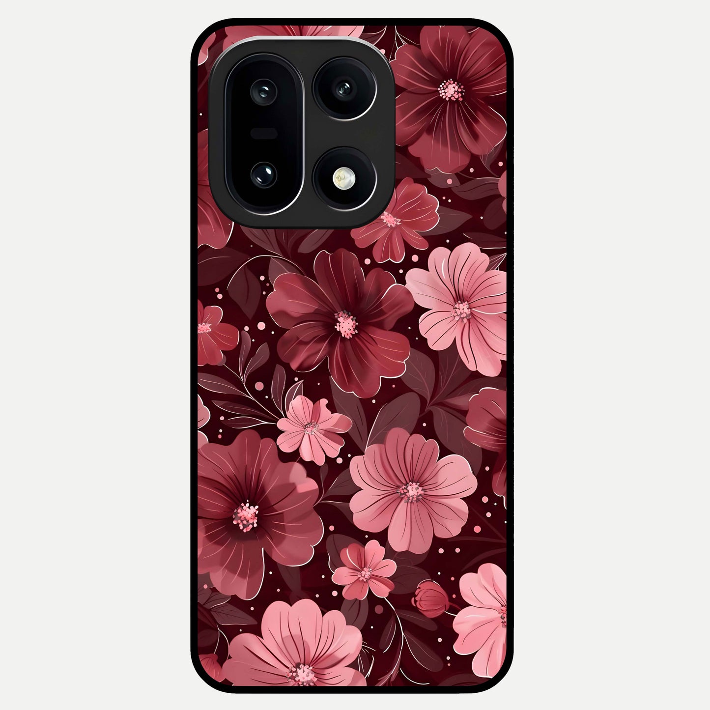  Flower Blush Bloom Glass Case For Oneplus 15 back cover – full design glossy printed glass finish