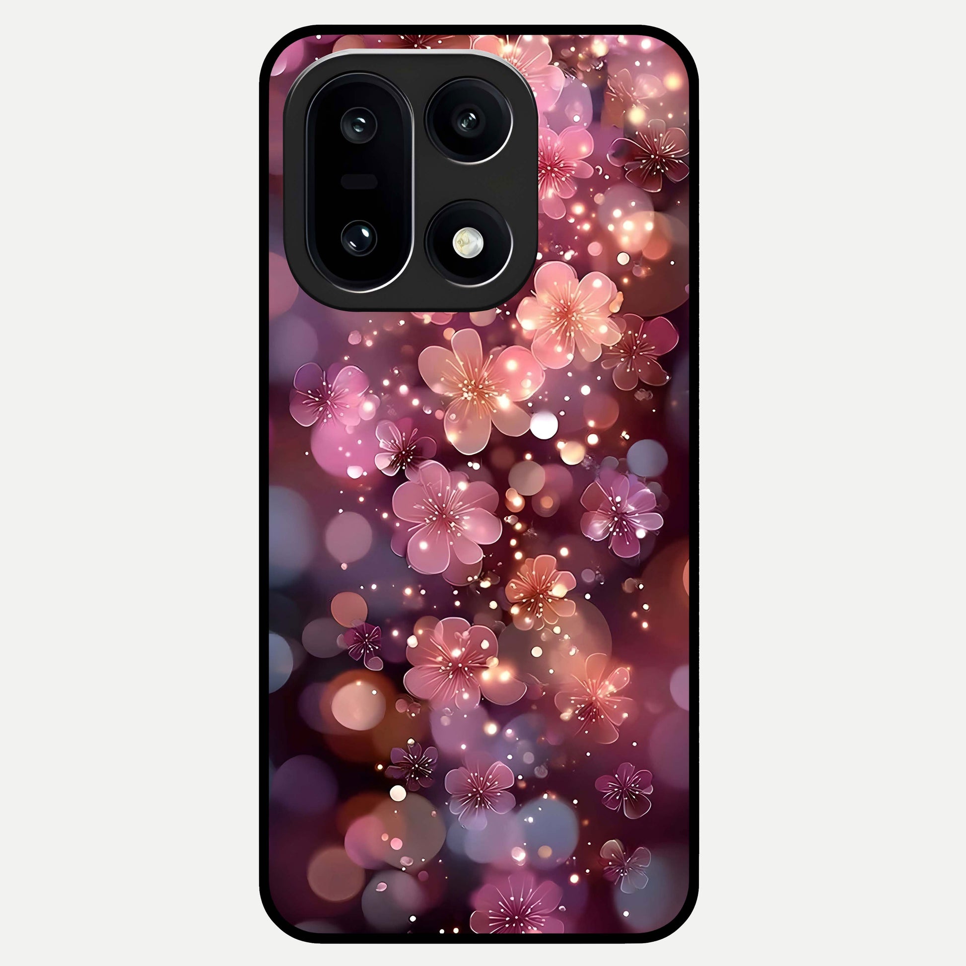  Glowing Petal Bliss Glass Case For Oneplus 15 back cover – full design glossy printed glass finish