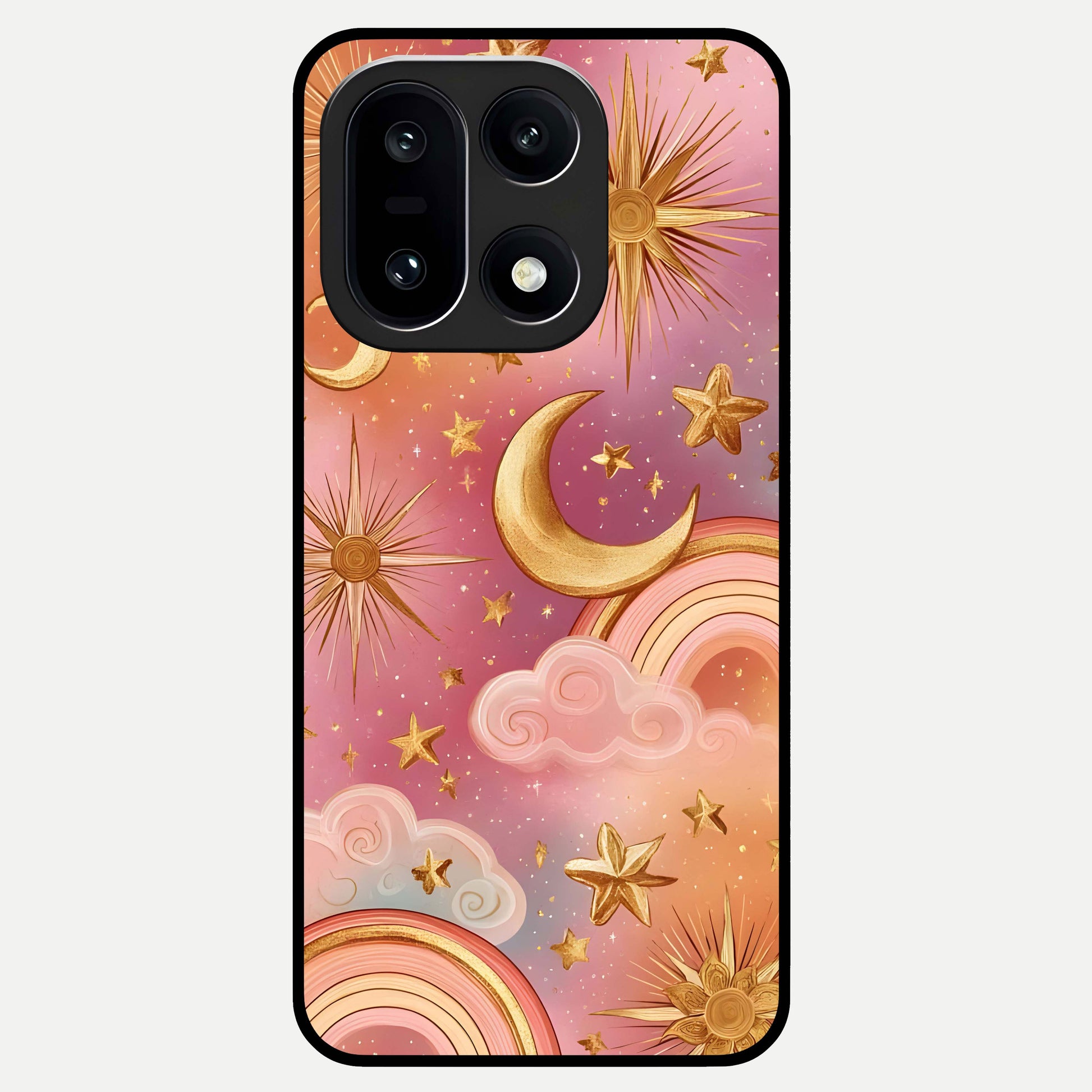  Golden Celestial Dreams Glass Case For Oneplus 15 back cover – full design glossy printed glass finish