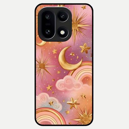  Golden Celestial Dreams Glass Case For Oneplus 15 back cover – full design glossy printed glass finish